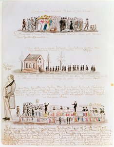 Trois croquis représentant des scènes religieuses en Amérique - Lewis Miller